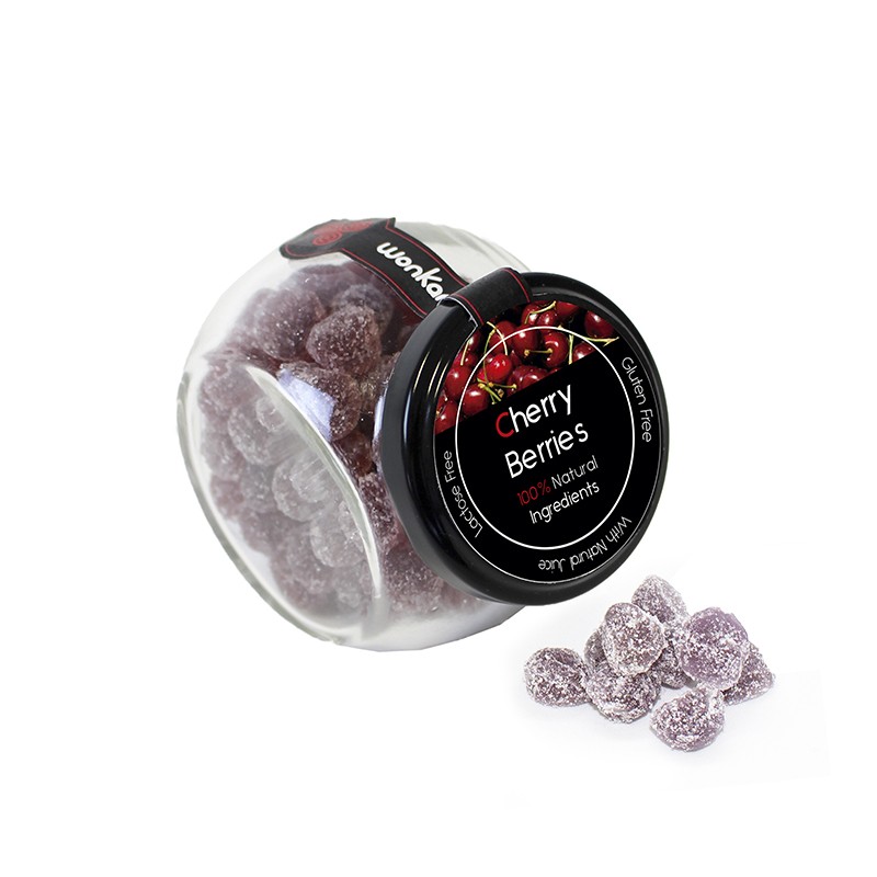 Bote pequeño de gominolas Berries sabor Cereza. Chuches  hechas de fruta 100% natural. Wonkandy