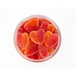 Interior bote mediano gominolas corazón Peach Gummies World Of Natural Candies. Chuches sabor melocotón. Wonkandy