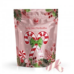 Doypack 250g Nubes de azúcar candy cane. Chuches Marshmallow sabor vainilla Wonkandy. Feliz Navidad golosinas